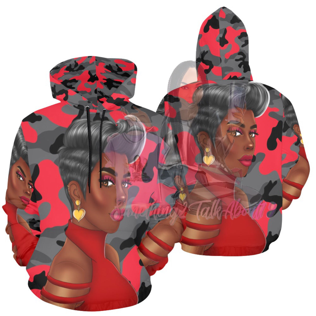 Twinkle Camouflage Hoodie For Women(Red)