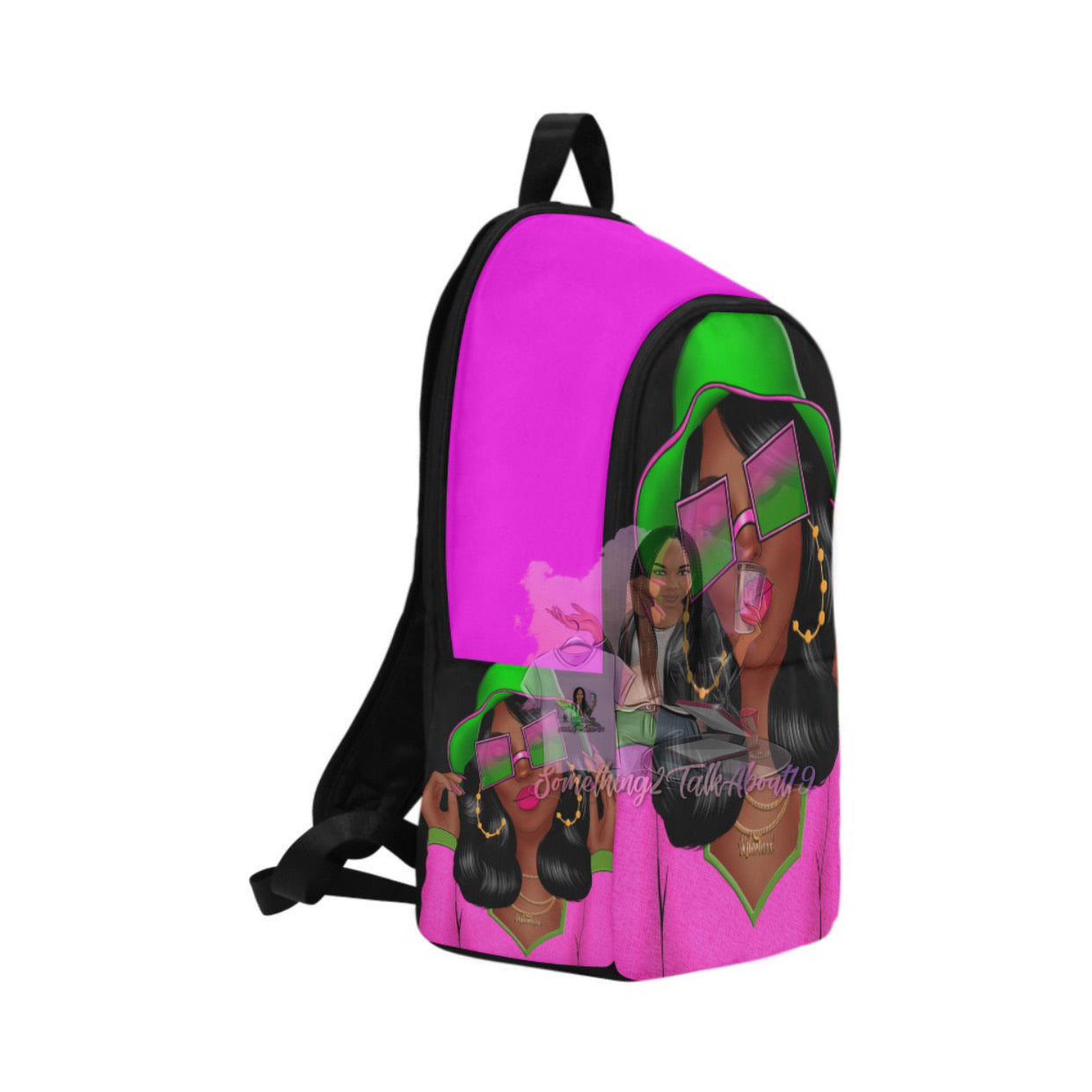 Debbie Pink/Lime Green Fabric Backpack