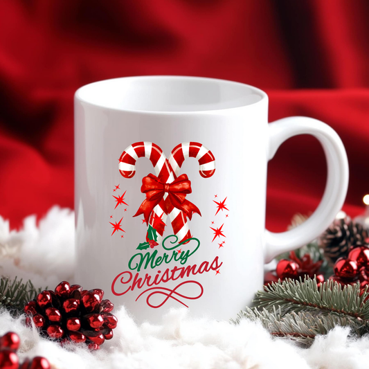 MERRY CHRISTMAS CANDY CANE COFFEE MUG