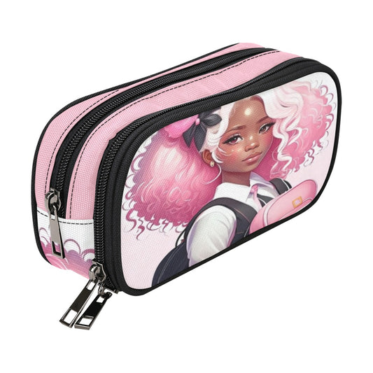 Pink Puff Melanin Doll Pencil Pouch