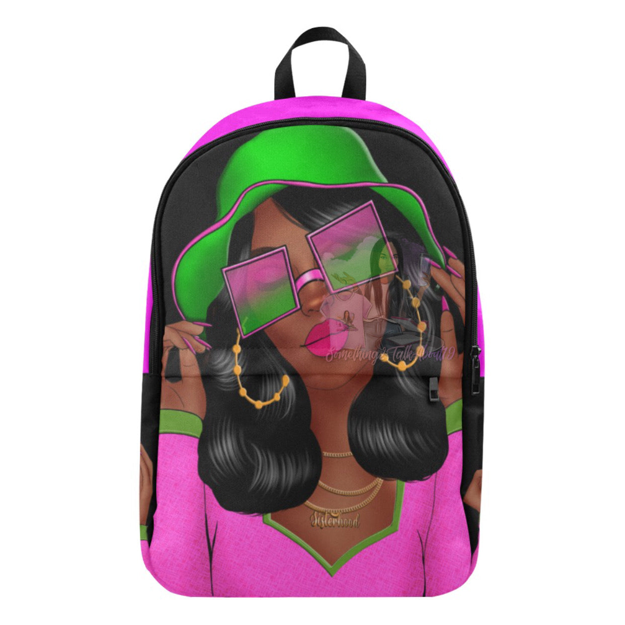 Debbie Pink/Lime Green Fabric Backpack