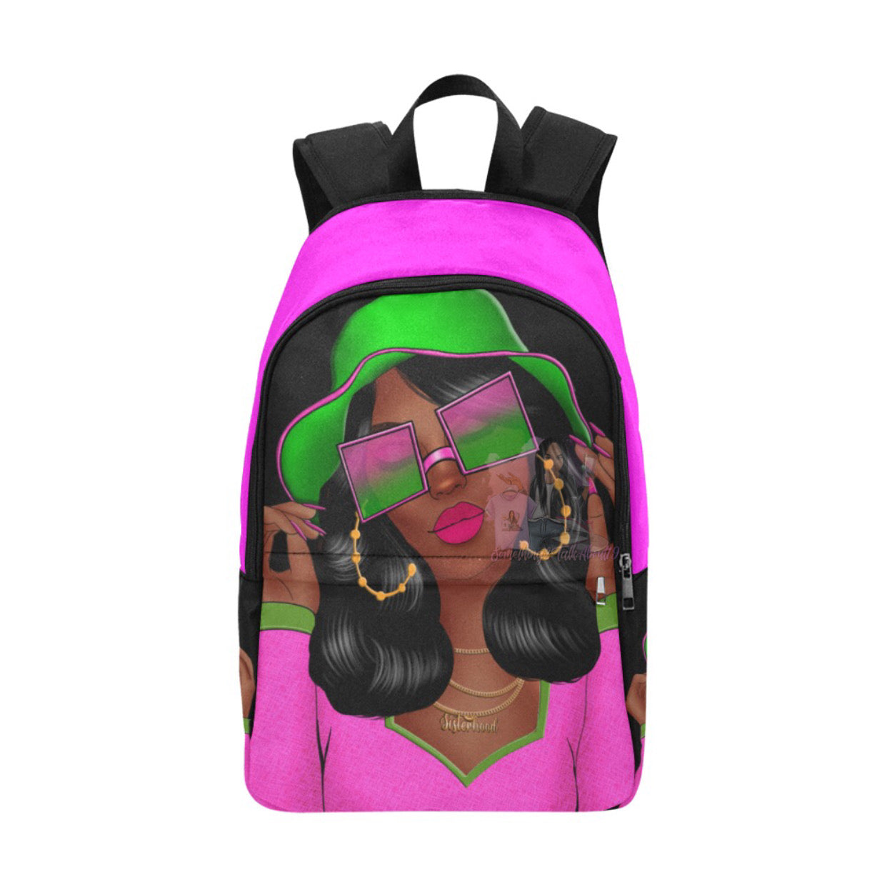 Debbie Pink/Lime Green Fabric Backpack