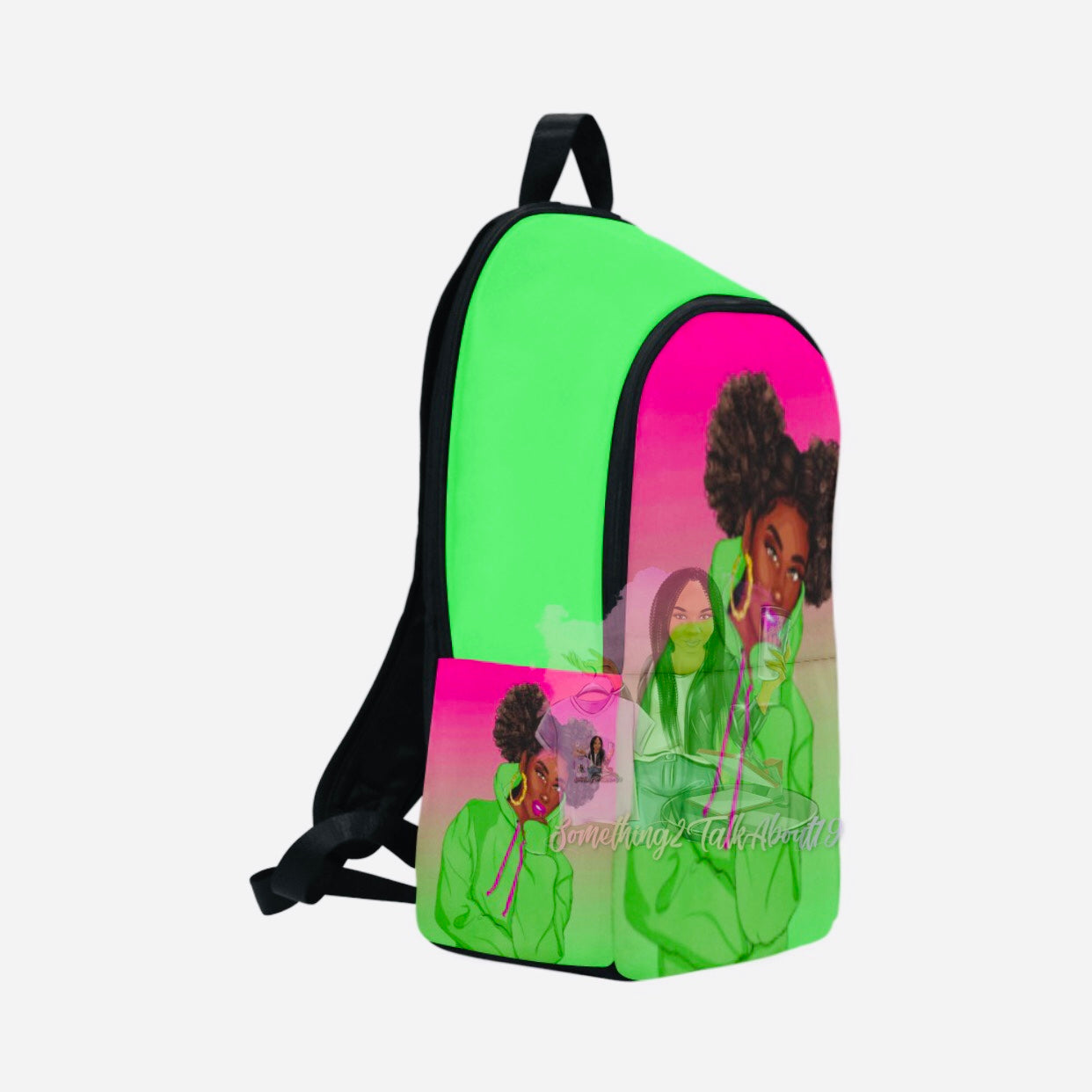 Muffin Pink/Lime Green Fabric Backpack