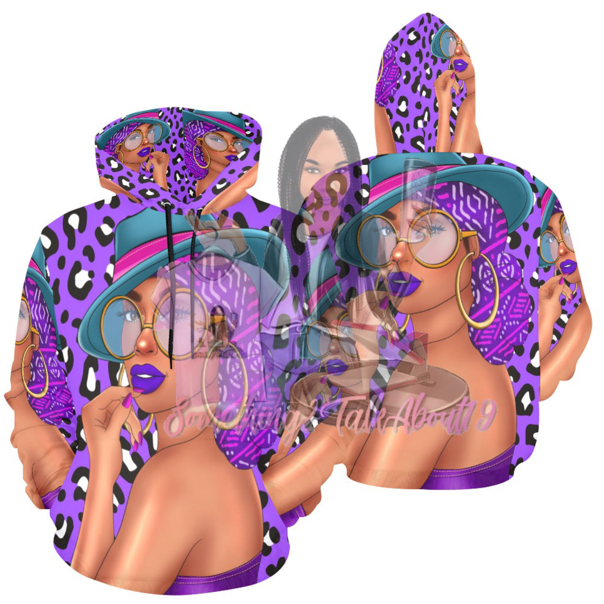 Egypt Purple and White Leopard Print Hoodie