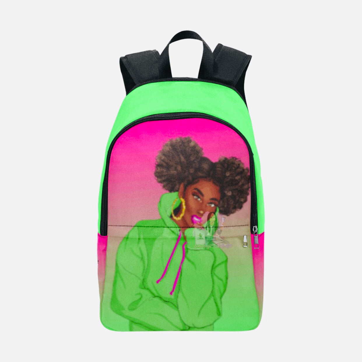 Muffin Pink/Lime Green Fabric Backpack