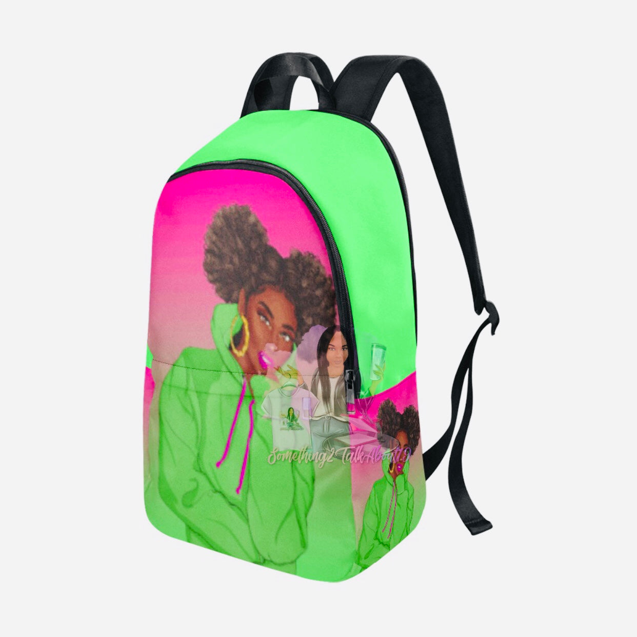 Muffin Pink/Lime Green Fabric Backpack
