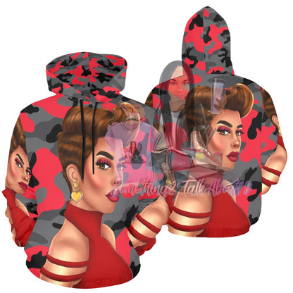 Twinkle Camouflage Hoodie For Women(Red)