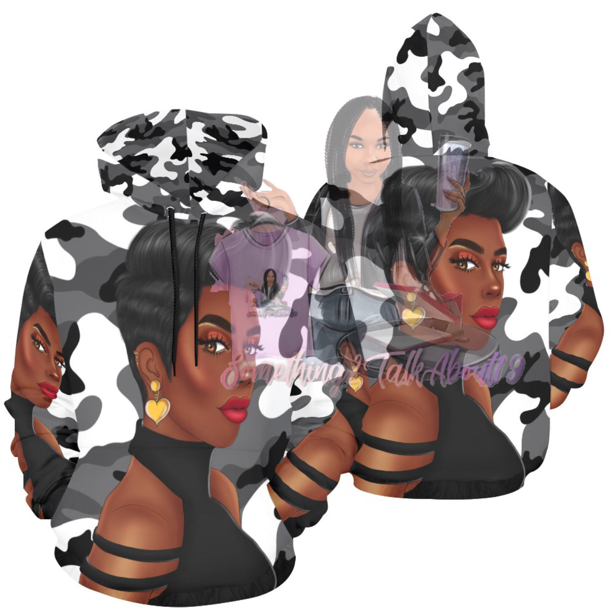 Twinkle Camouflage Hoodie For Women(Black)