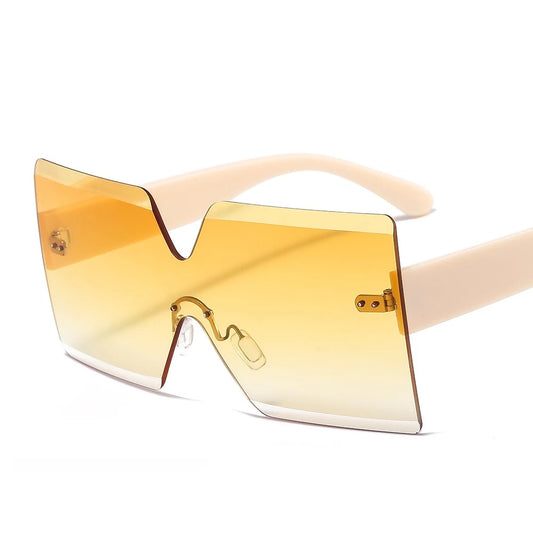Square Rimless Women Shades (Rice/White/Yellow)